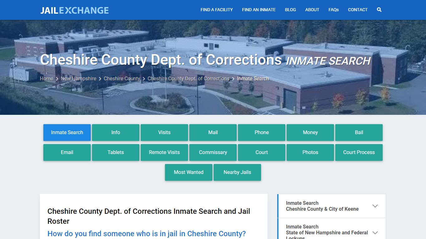 Cheshire County Dept. of Corrections Inmate Search - Jail Exchange