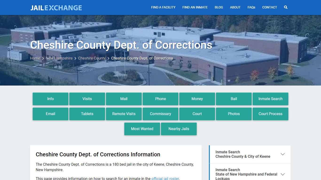 Cheshire County Dept. of Corrections, NH Inmate Search, Information