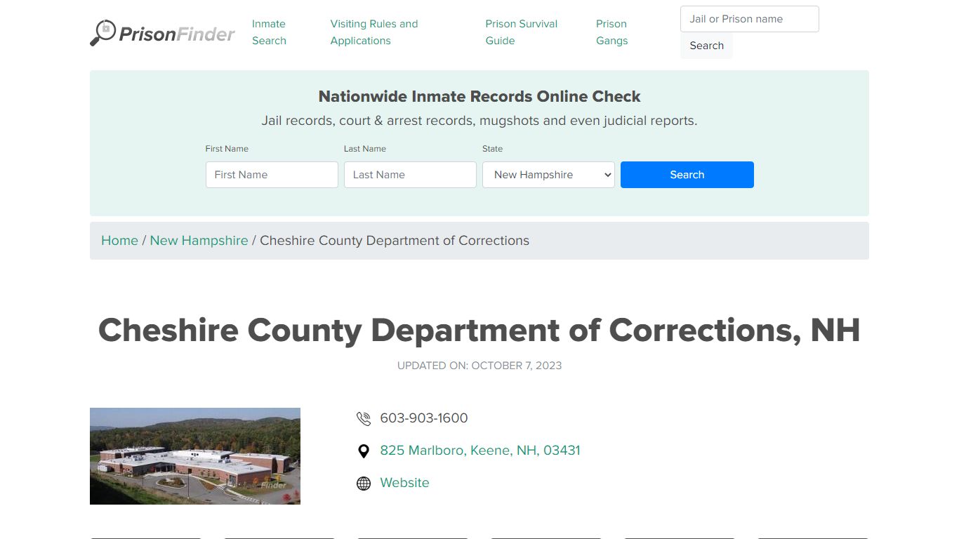 Cheshire County Department of Corrections, NH Inmate Search, Mugshots ...